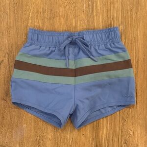 Boys Blue Stripe Swim Trunks
